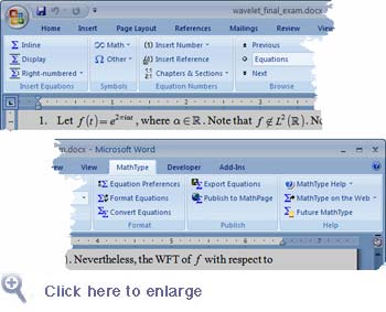 Word MathType Tab